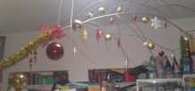 Christmas decorated branch from bookstore “MM”
